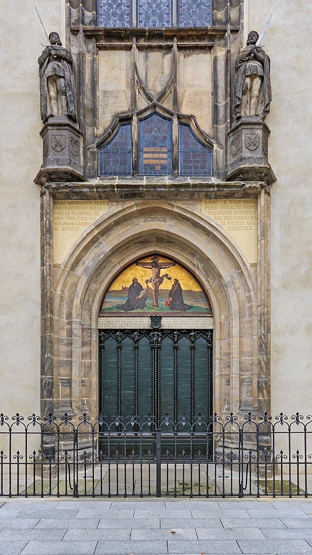 A photo of All Saints' Church in Wittenberg, believed to be the door Martin Luther nailed his 95 Theses to.